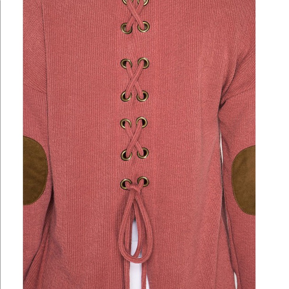 Brick Long Sleeve with Faux Suede Elbow Patch - Picture 3 of 3